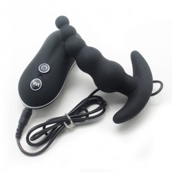 Beads Style Vibrating Anal Plug (Black)