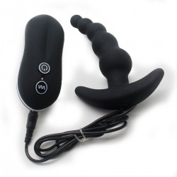 Beads Style Vibrating Anal Plug (Black)