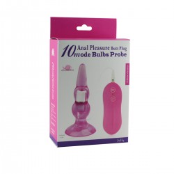 Anal Pleasure Butt Plug 10 modes Bulbs Probe (Purple)